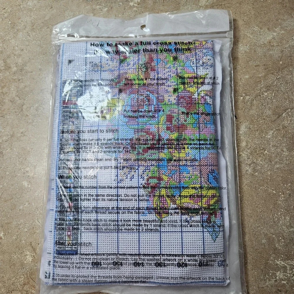 Floral Rose‎ Wreath Cross Stitch Kit 11CT Picture 45x45cm Fabric New Needles